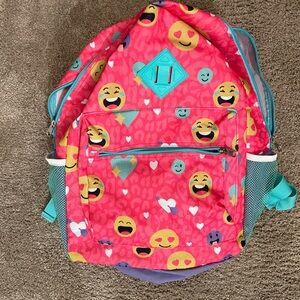 Emoji Print Kids Backpack - Pink and Blue